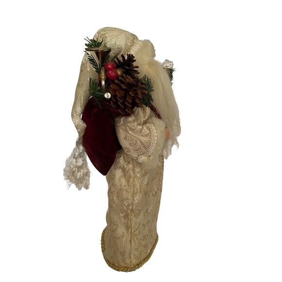 Christmas Santa Claus Doll 16” tall Gold & White Standing Presents Tree Topper - Picture 5 of 12